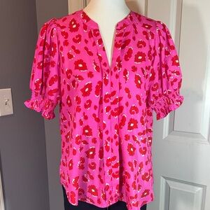 JODIFL Fuchsia and Scarlet Blouse